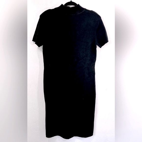 Vtg 100% Merino Wool Black Talbots Petites mock neck midi sweater dress.Size M - Picture 3 of 5